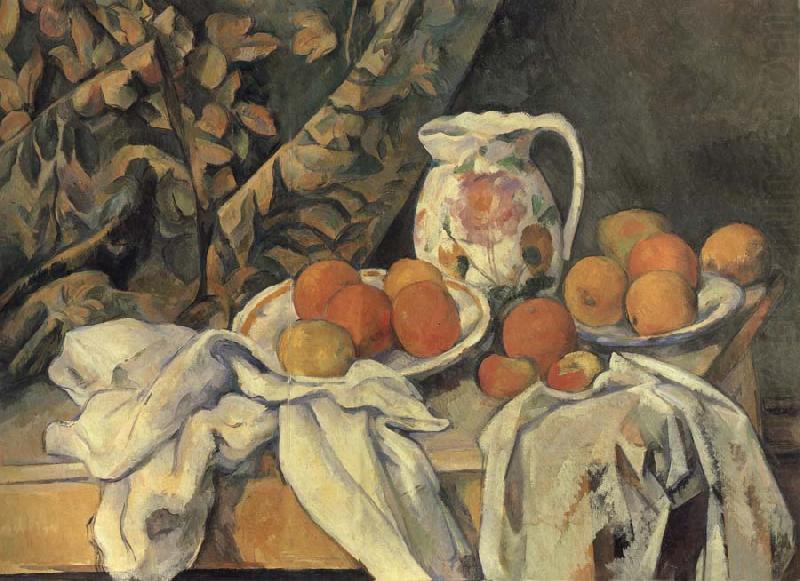 Still Life with Curtain, Paul Cezanne